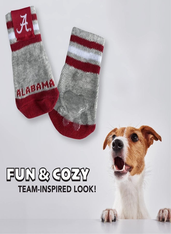 Pets First NCAA Alabama Crimson Tide Anti Slip Dog Socks with Elastic Ribbed Top, Size Medium/Large. Indoor/Outdoor Socks, Best Dog Paw Protector, 2 Pairs of Pet Socks with Your Favorite Collegiate Sports Team - Image 3